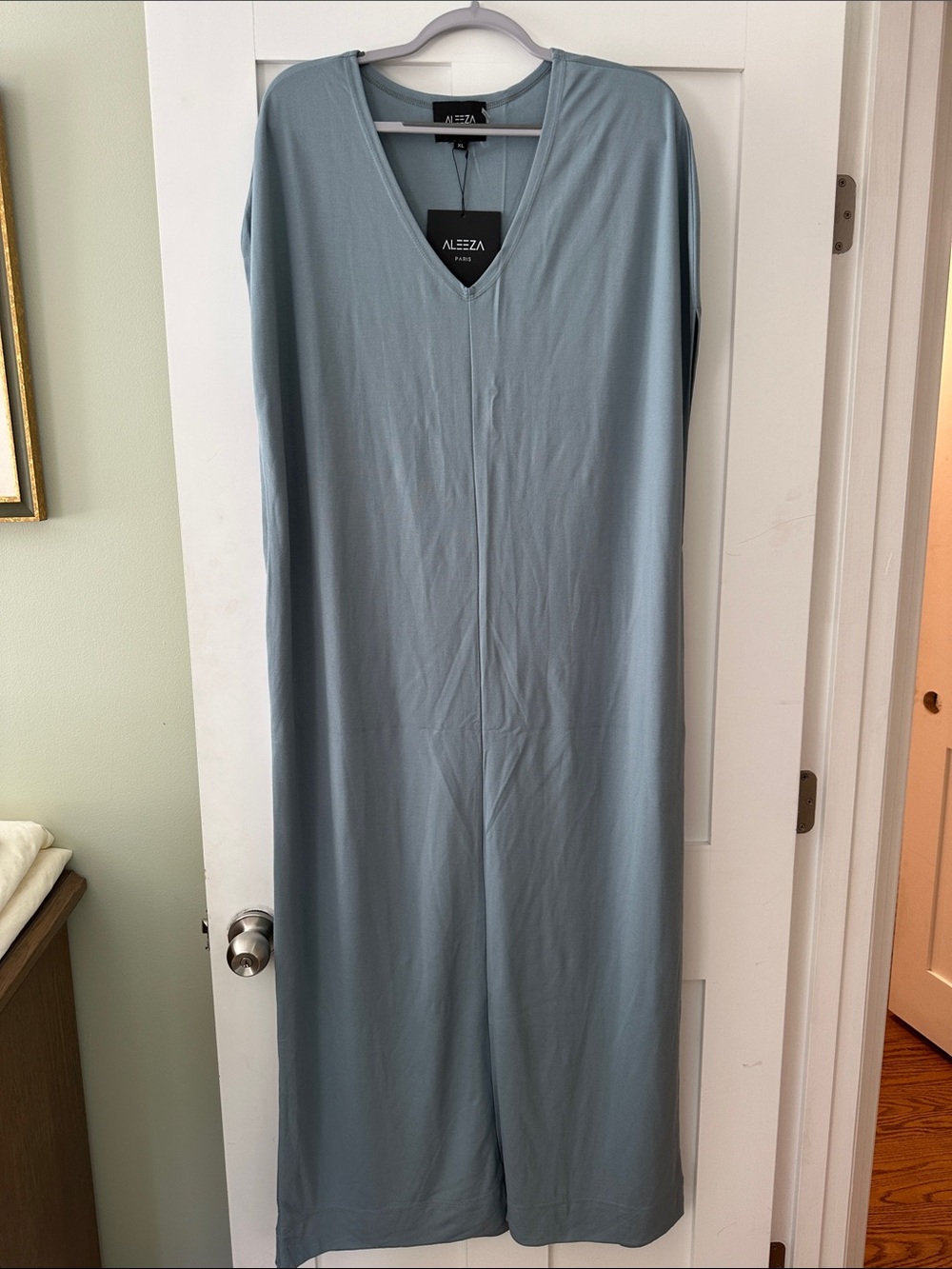 Aleza Women’s V-Neck Sleeveless Maxi Dress in Dusty Blue 08
